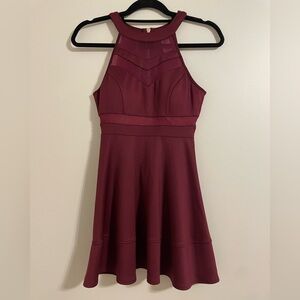 Elegant Burgundy Halter Dress
